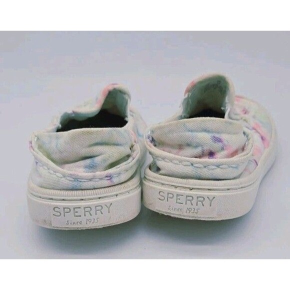 Sperry Salty Washable Girls Boat Shoes Loafers Pull On Size 1 White Tie Dye Pink - Picture 3 of 8